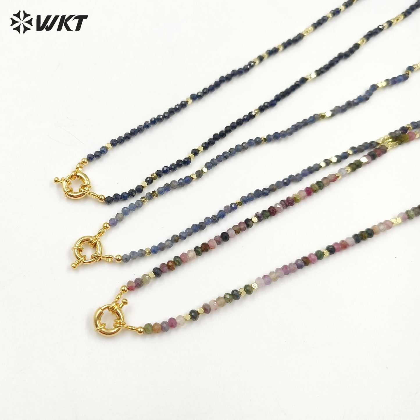 WT-N1443 WKT Best 2023 Newest Natural Aura Cluster Quartz Necklace Women Simple Hoop Aura 3MM Stone Beads Necklace