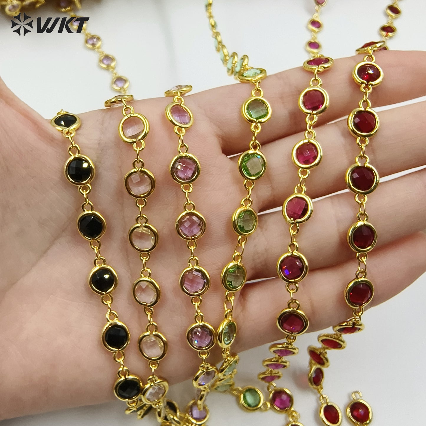 WT-RBC229 Newest Gorgeous Resist Tarnishable Round Cubic Zircon Precious DIY Jewelry Findings Chain for Bracelet or Necklace