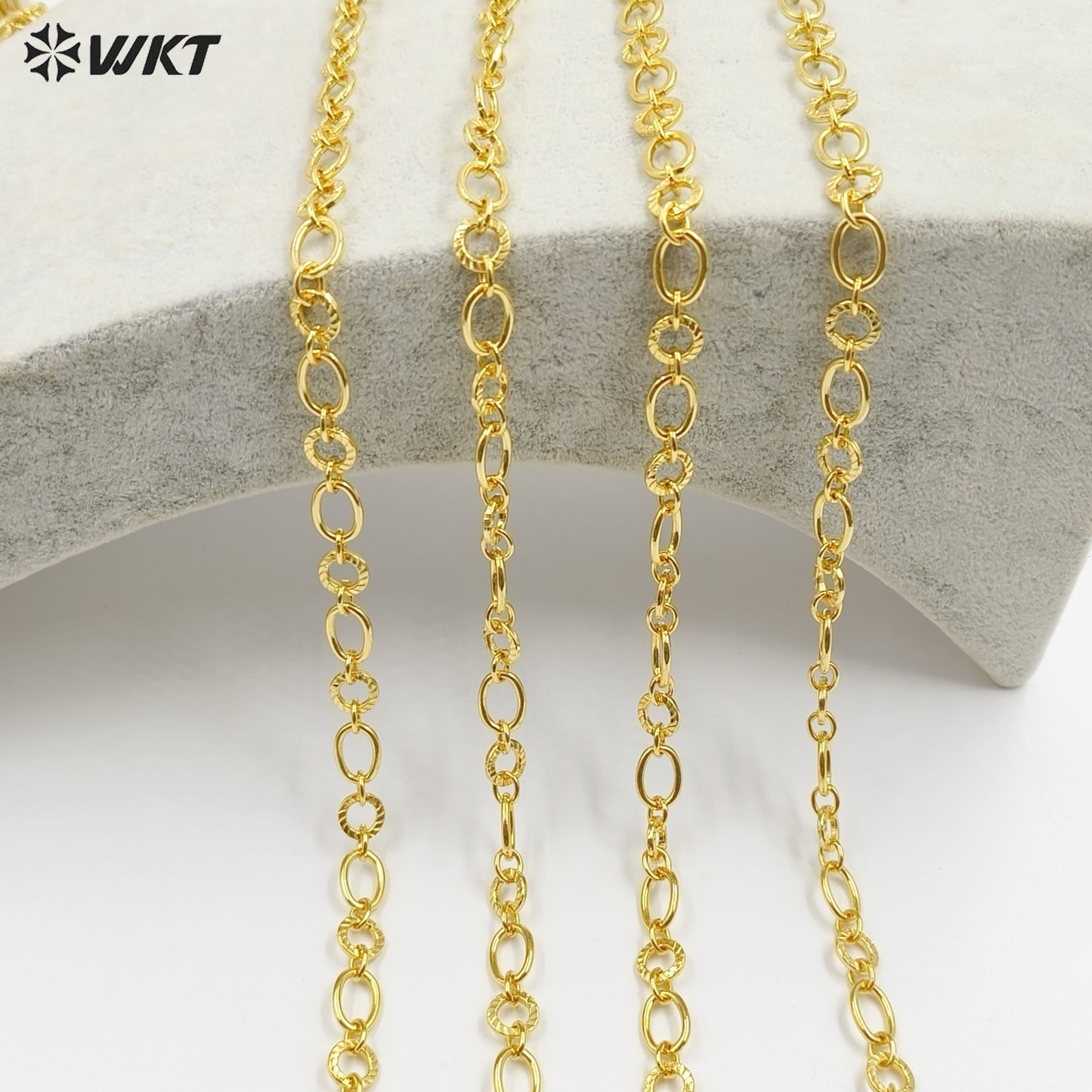 WT-BC259 Luxury Jewelry Accessories Link Chain with Big and Small Circles Yellow Brass Gold Plated for Ladies Necklace Making