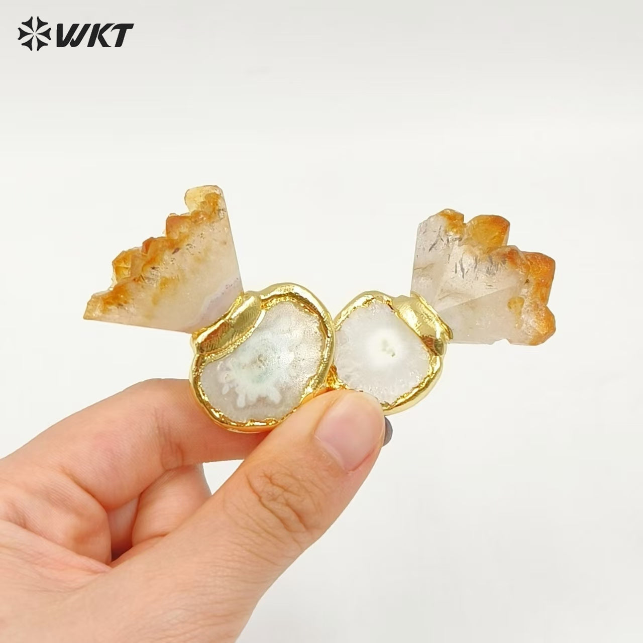 WT-P2004 Wholesale Newest Style Energy Lucky Natural Stalactite and Yellow Citrine Stone Pendants with 18k Gold Plated