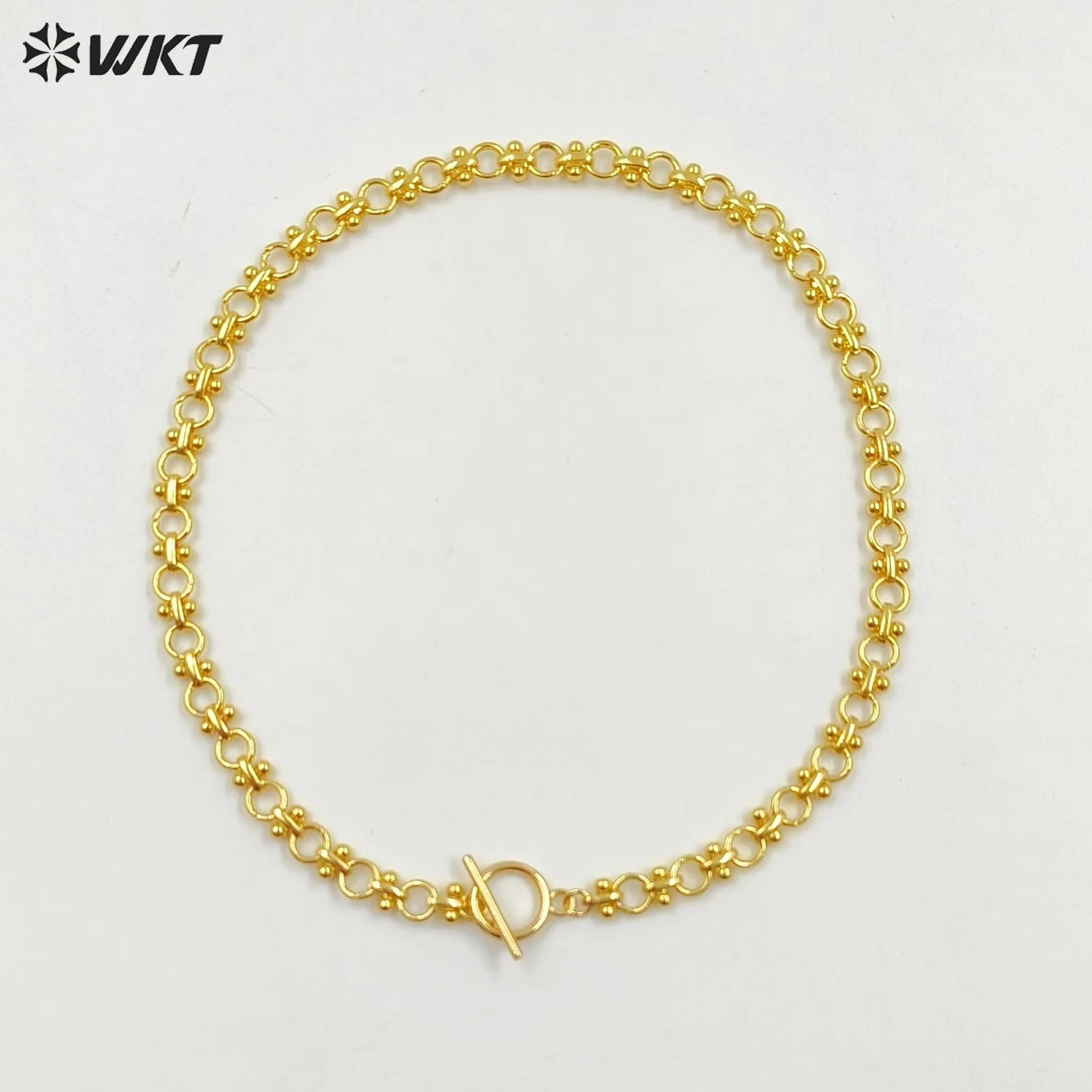 WT-JFN22 WKT Popualr New Arrival Simple Elegant and Fresh Design 18k Gold Plated Buckle Necklace Unisex Hot Sale Chain Jewelry