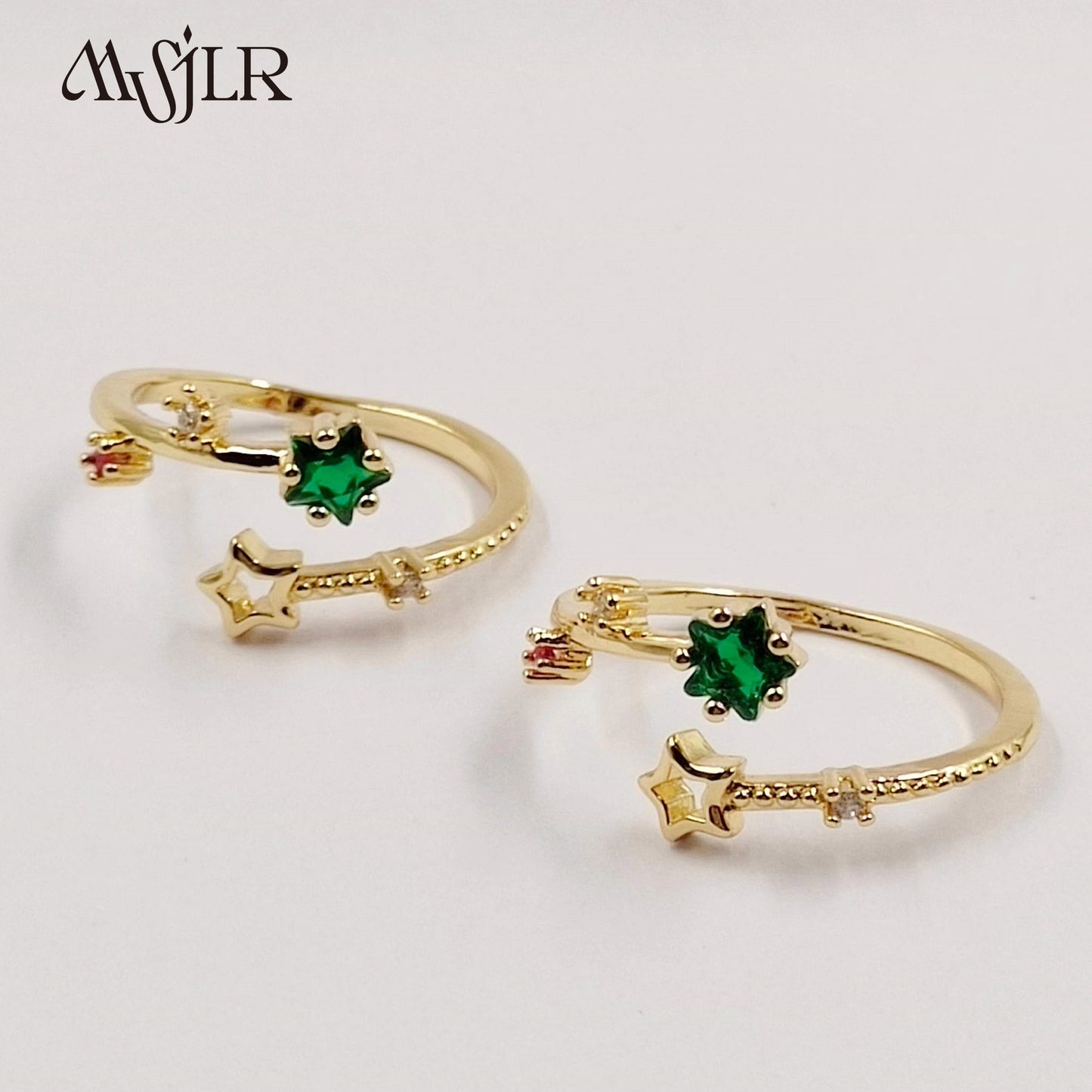 WKT-MVR058 Popular European and American Star Irregular Shaped Colorful Zircon Ring Female Handpiece Open Ring