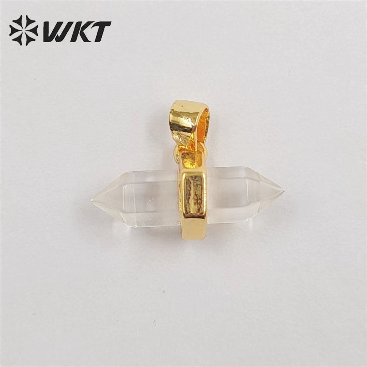 WT-P1902 Wholesale New Delicate Precious Gemstone Double Point Stone Charms Energy Healing Quartz Point Pendant