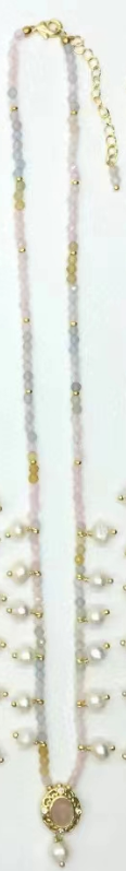 WT-N1473 WKT Elegant Handmade Natural Faceted Tiny Gemstone Beads Craft Delicate 16 Inch Long Stone Necklace