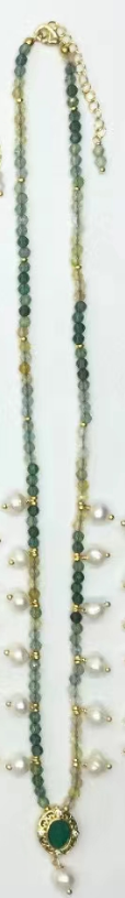 WT-N1473 WKT Elegant Handmade Natural Faceted Tiny Gemstone Beads Craft Delicate 16 Inch Long Stone Necklace