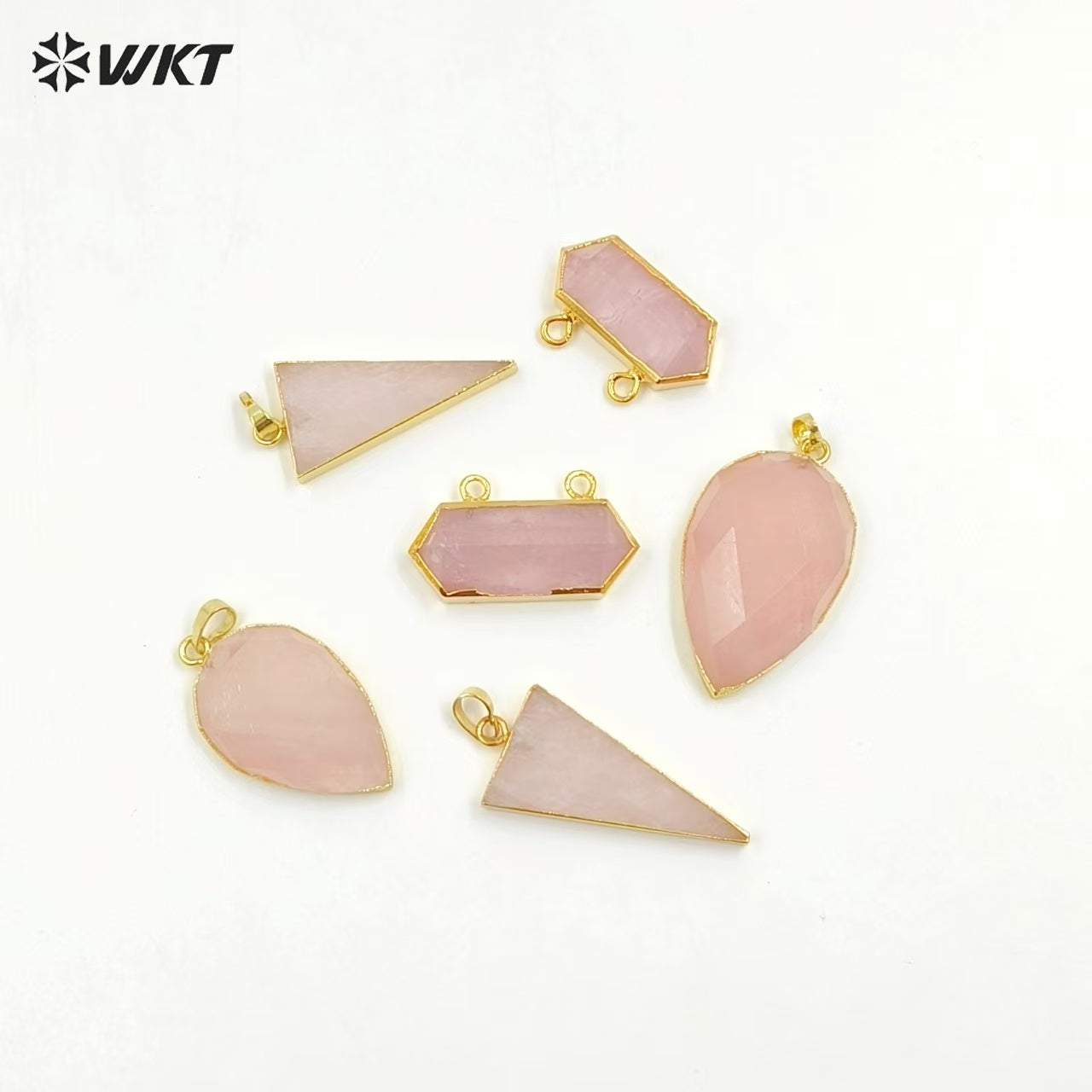 WT-P1988 Wholesale Fashion Randomly Shape Raw Chunky Rose Quartz Stone Pendants for Necklace Making Gemstone Jewelry