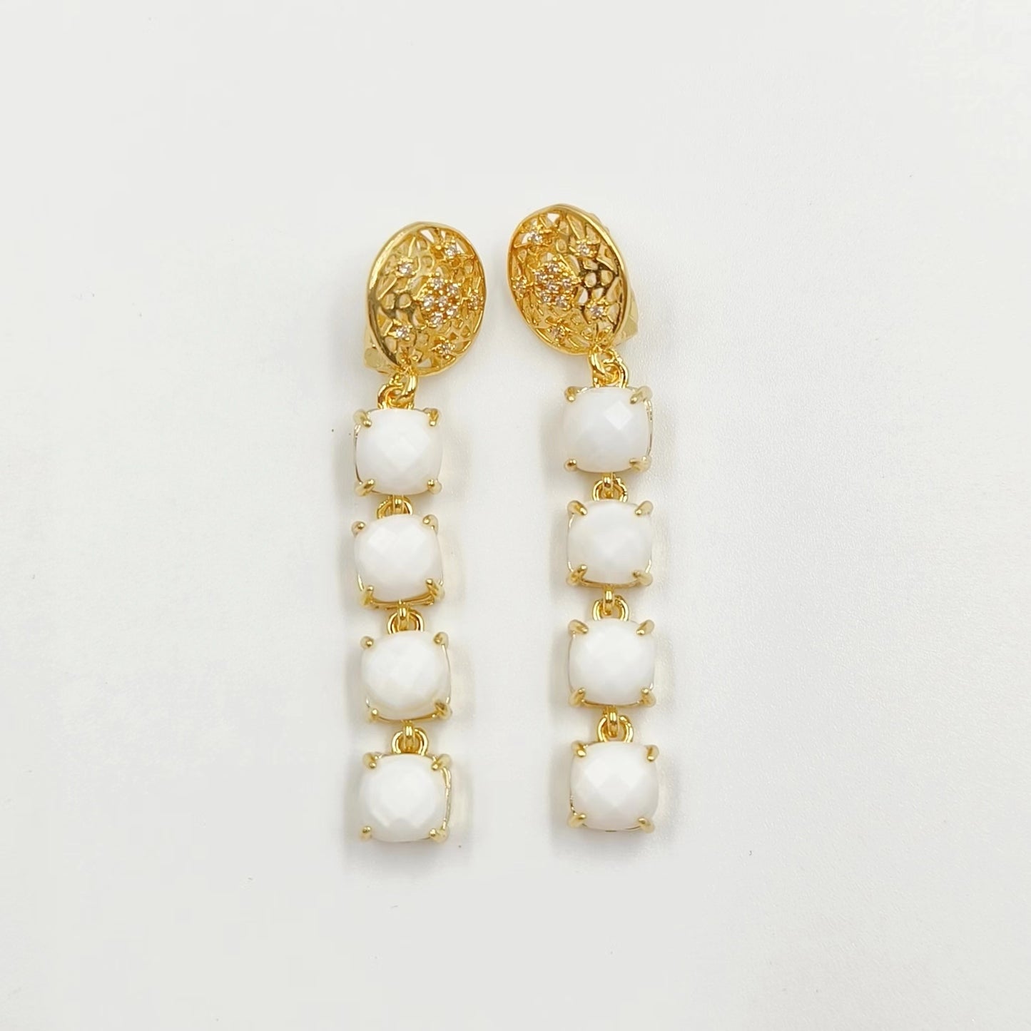 WT-E737 Amazing Colorful Elegant Natural Gemstone Long Charming Earrings Women Pendant Earrings