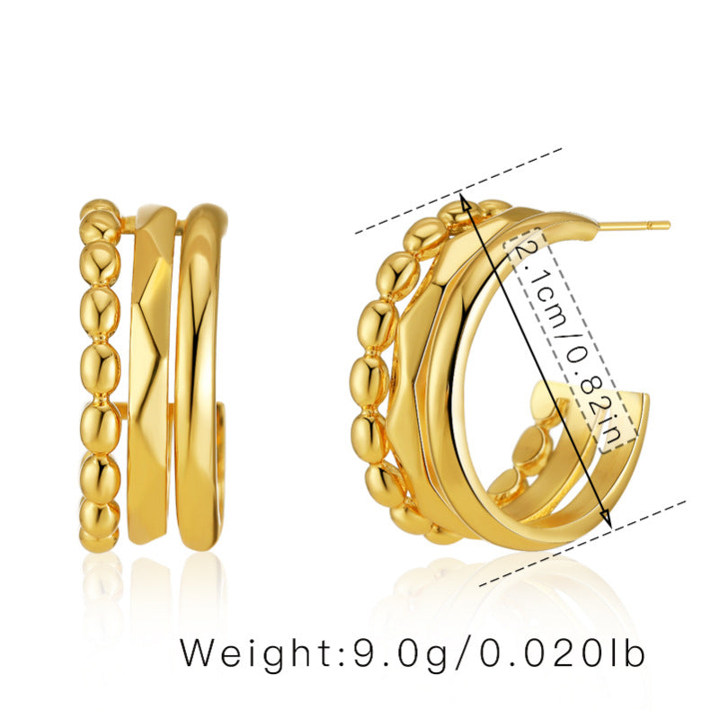 WT-JFE87 Retro Style Layering Fried Dough Twists Weaving 18k Gold Plated Copper Plating Hoops Fashion Studs Earring Findings