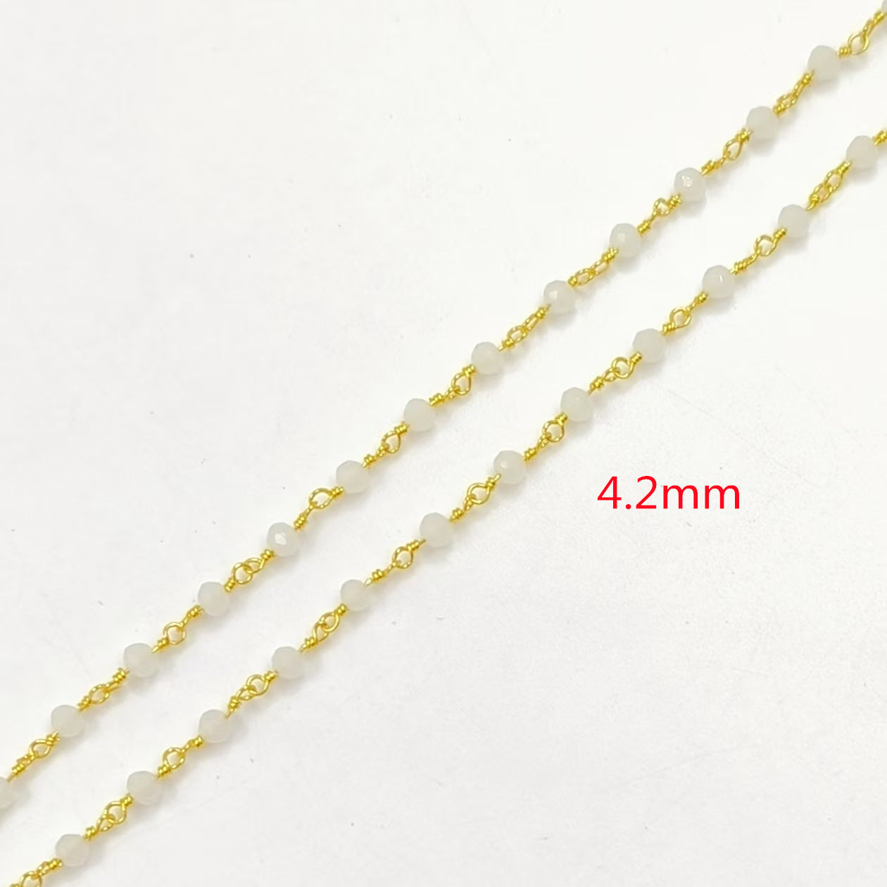 WT-BFN042 Wholesale 3mm Faceted Natural Gemstone Beads Necklace 16inch Long Resist Tarnishable Chain Necklace in 18k Gold Plated