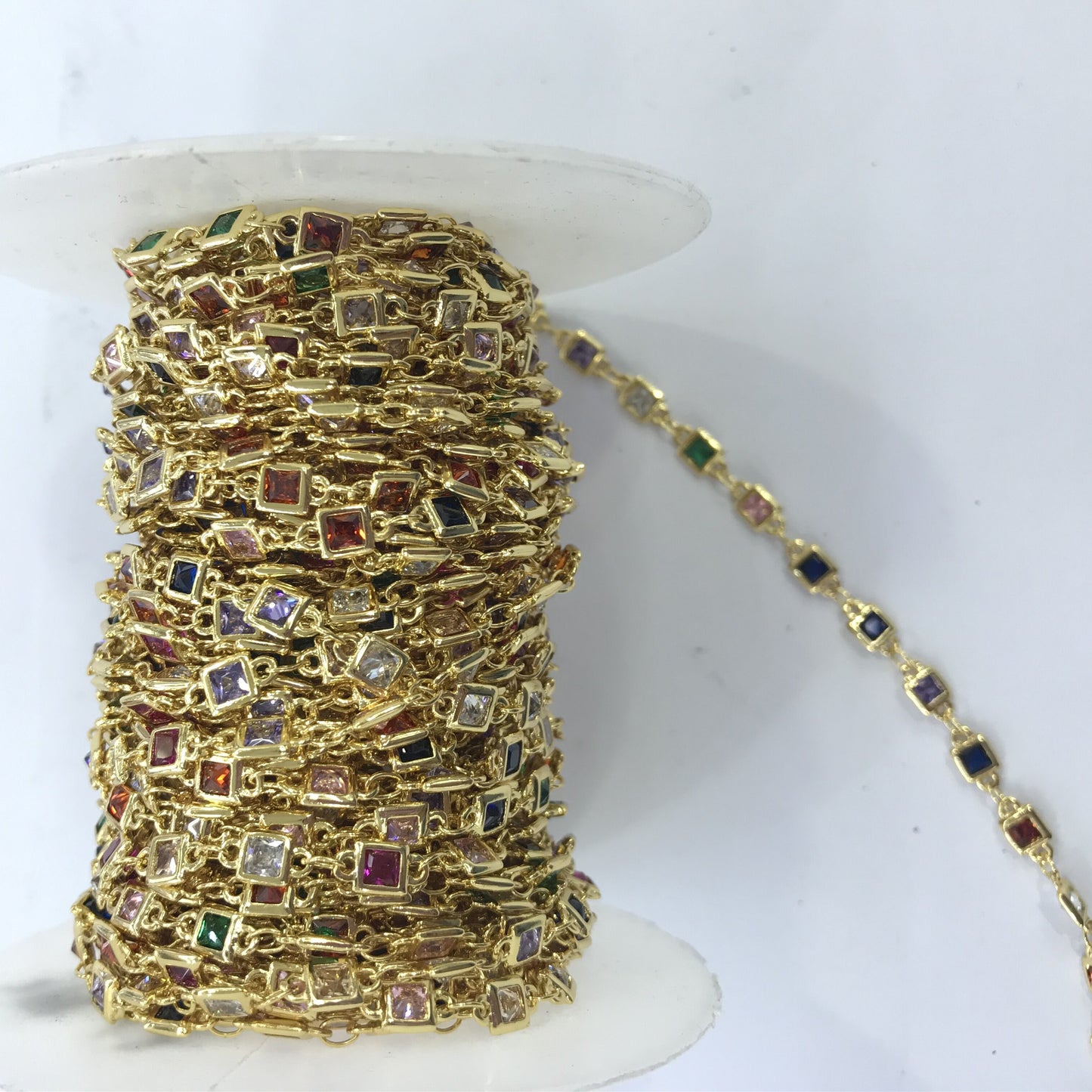 WT-BC130 Wholesale Cubic Zircon Chain Real Gold Plated Chain Resist Tarniahable Fashion Jewelry Making Cubic Zircon Chain