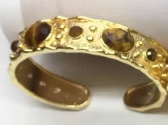 WT-B663 Delicate 18K Real Gold Plated Multi Natural Precious Stones in Bezel Setting Women Birthday Gift Gemstone Bangle