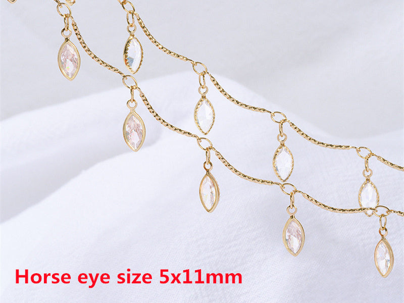 WT-RBC242 Beautiful Simple Elegant and Fresh Style New Design Heart and Star Shape Crystal Charms Brass Chain DIY for Necklace
