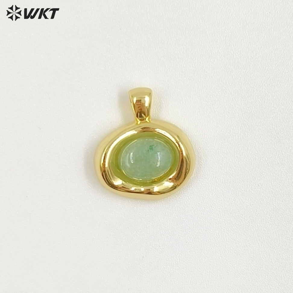 WT-P2030 High Quality 18K Gold Electroplated Tiger Eye Natural Gemstones Cute Little Round Pendant For Earrings Necklace DIY
