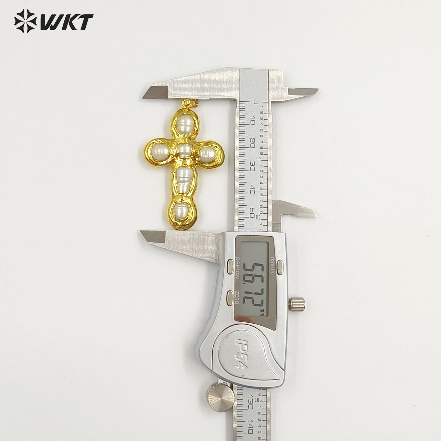 WT-JP445 Good Quality Gold Plated Religious Style Six Natural Freshwater Pearls Cross Pendant For Fashion Necklace Making