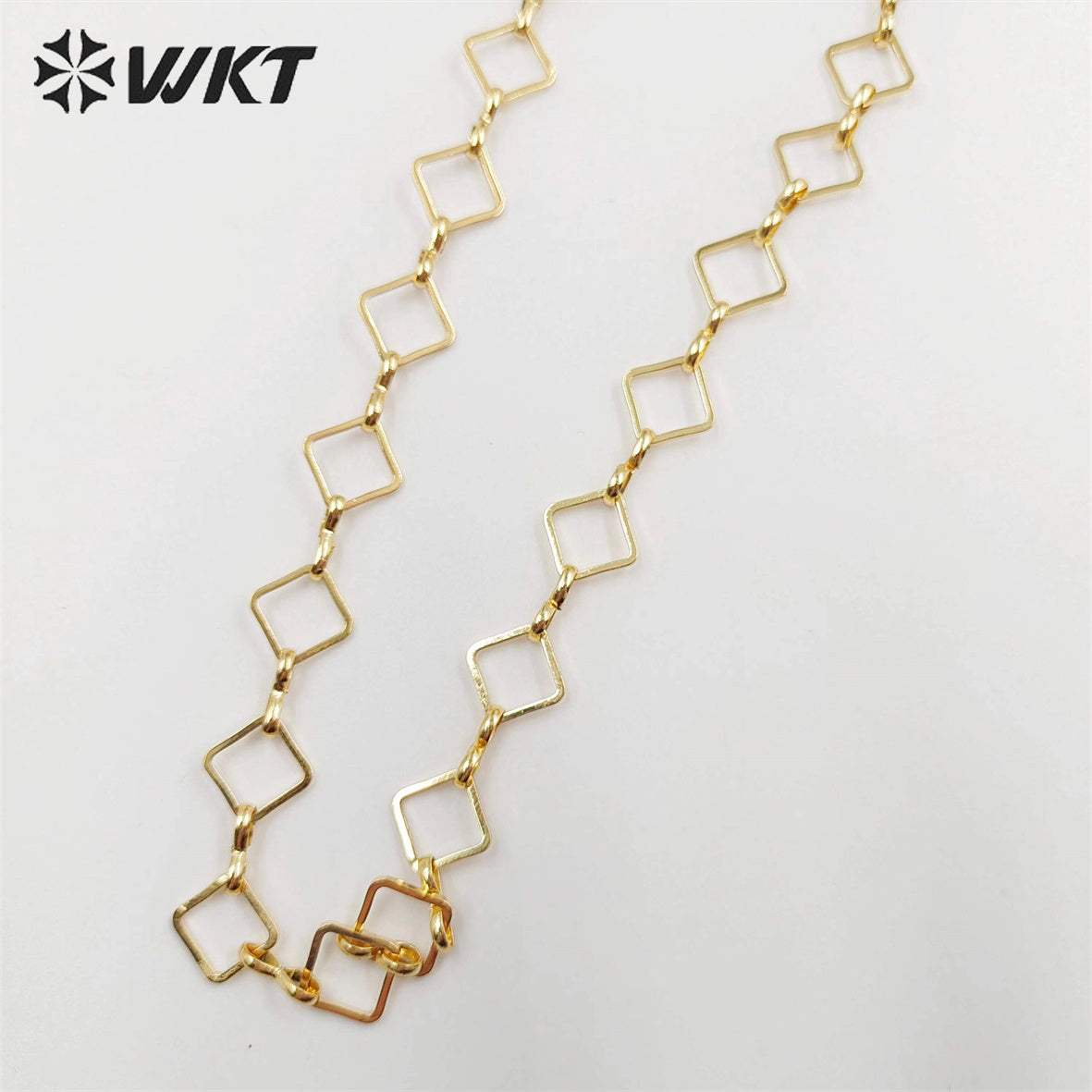 WT-BC191 New 18k Real Gold Plated Resist Tarnishable Brass Chain square Handmade Jewelry Chain in 8mm