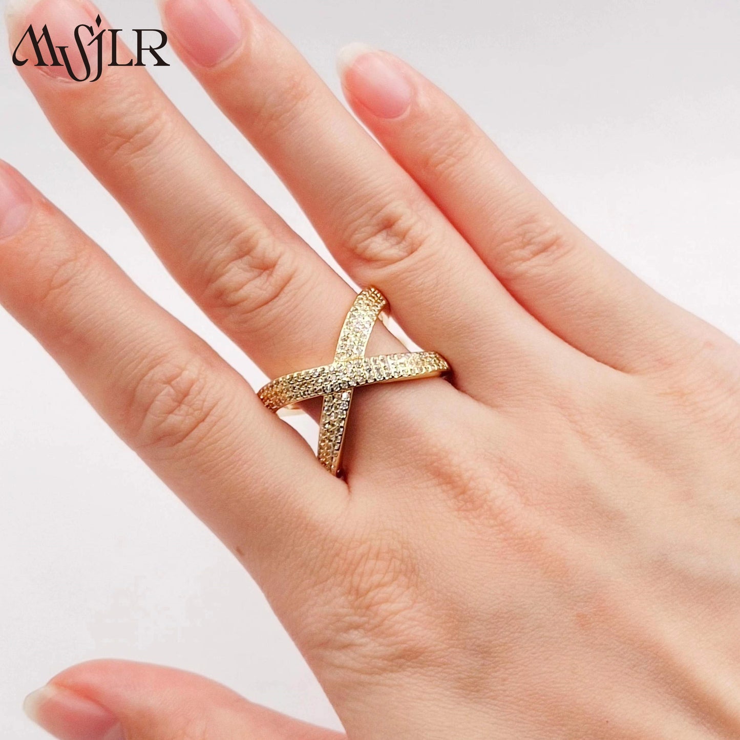 WKT-MVR054 Popular European and American Double Circle Shape Colorful Zircon Ring Female Handpiece Open Ring