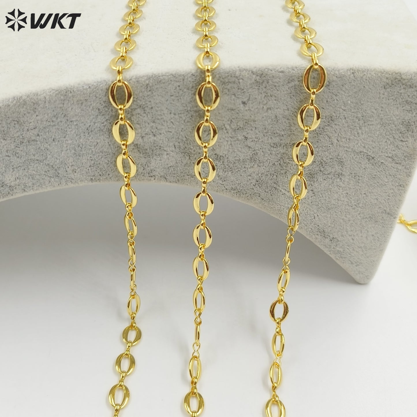 WT-BC224 Amazing New Hand Made Brass With 18k Real Gold Plated Resist Tarnishable Bean Shape Chain