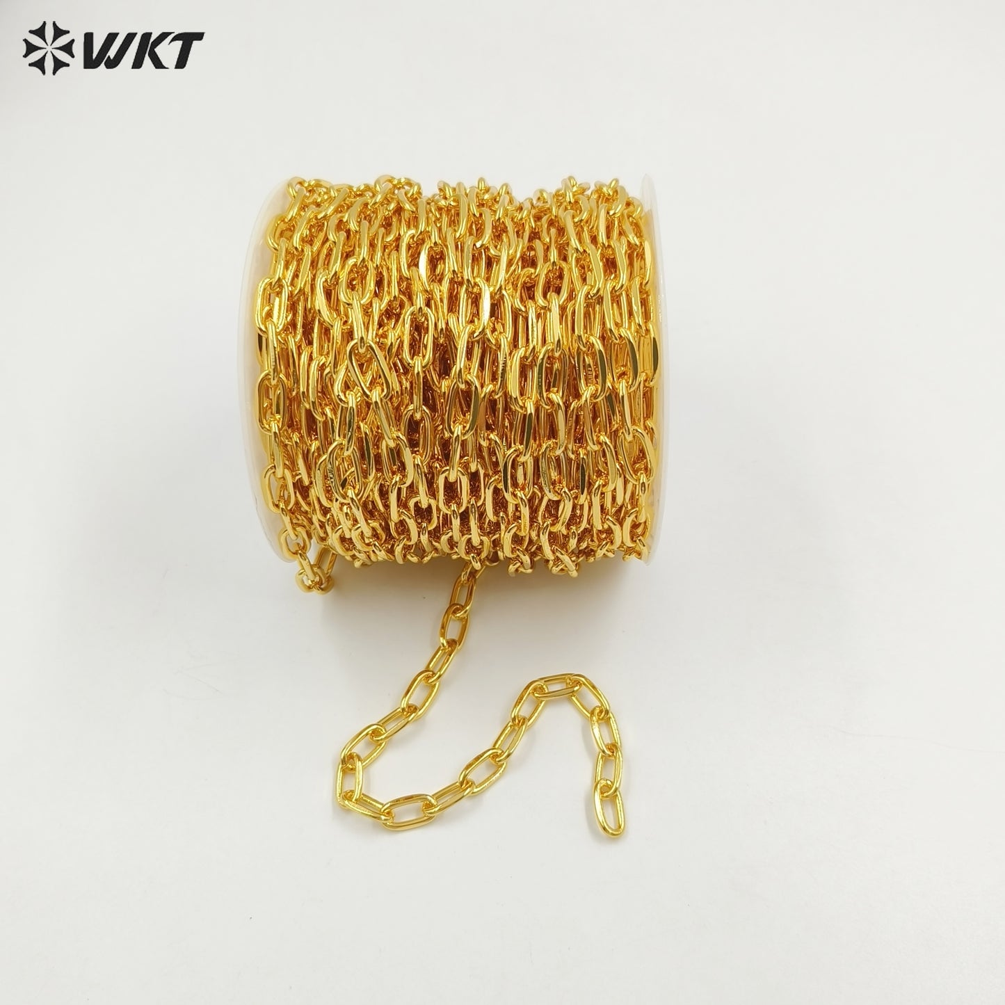 WT-BC234 New Styles 18K Real Gold Plated Paperclip Chain DIY Welded Gold Circular Cross Chain Accessories