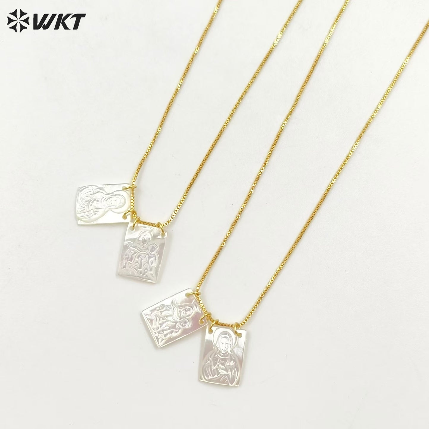 WT-JN285 New Design Wholesale Religious 18K Gold Plated Blessing Square Necklace for Unisex As Anniversary Gift