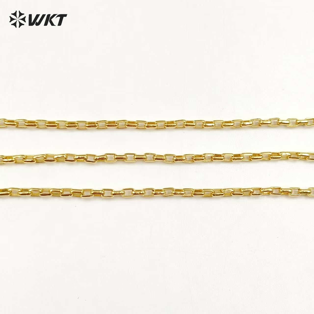 WT-BFN034 Fashion Exquisite Woman Gold Brass Chain with 18k Gold Plated Chain Bracelet Link Chain for Jewelry Finding