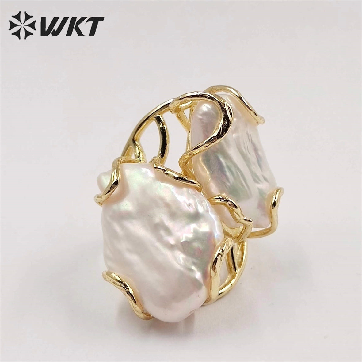WT-MPR052 Wholesale Newest Gorgeous Women White Pearl Ring Natural Baroque Pearl Wedding Ring Lady Anneversary Ring