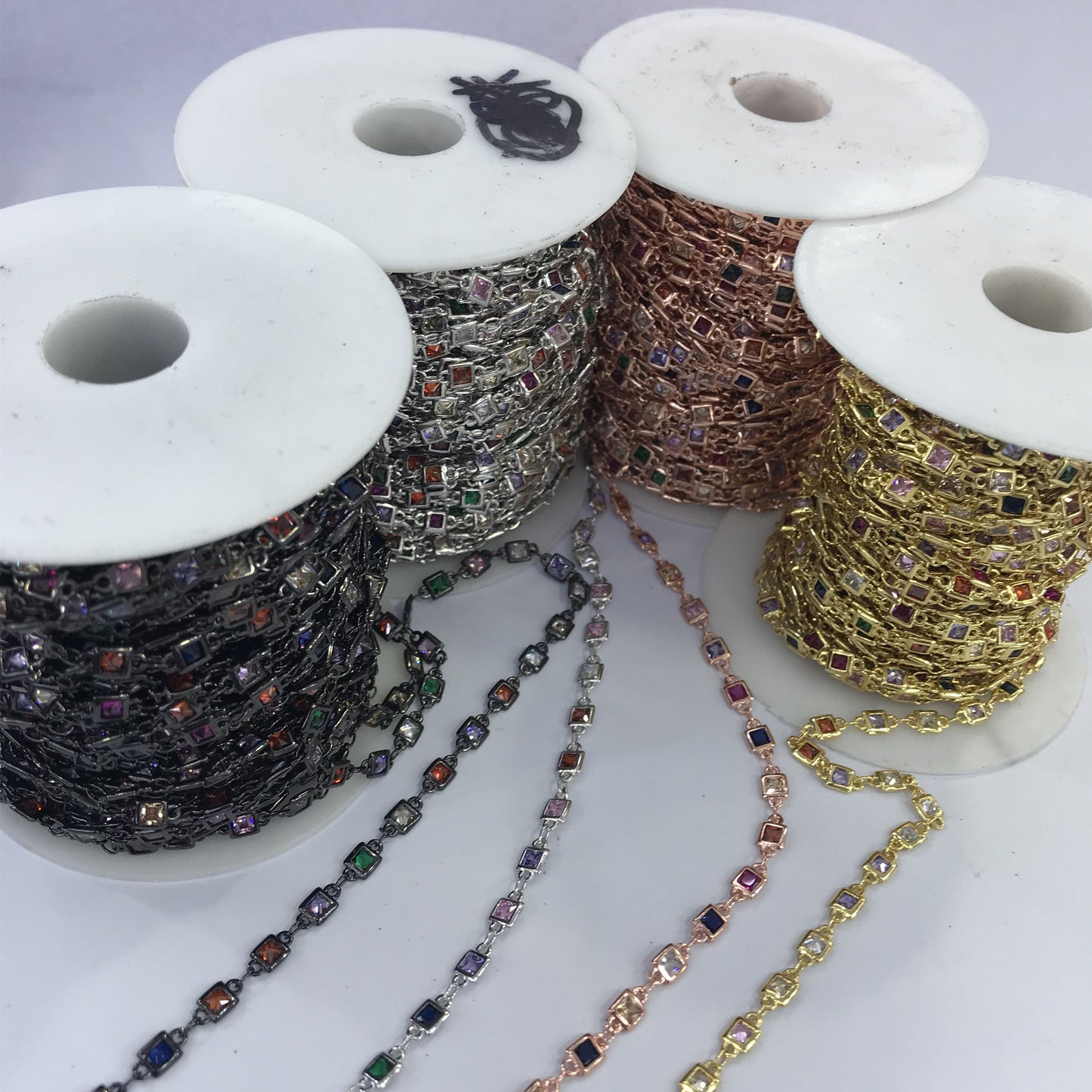 WT-BC130 Wholesale Cubic Zircon Chain Real Gold Plated Chain Resist Tarniahable Fashion Jewelry Making Cubic Zircon Chain