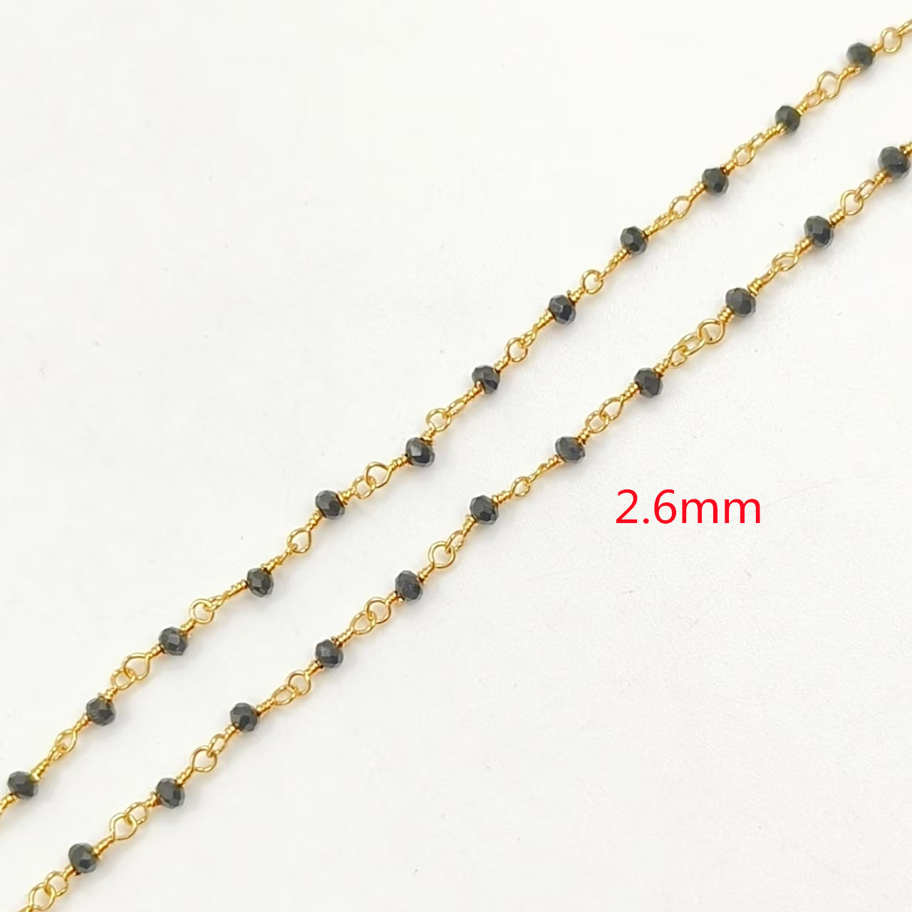 WT-BFN042 Wholesale 3mm Faceted Natural Gemstone Beads Necklace 16inch Long Resist Tarnishable Chain Necklace in 18k Gold Plated