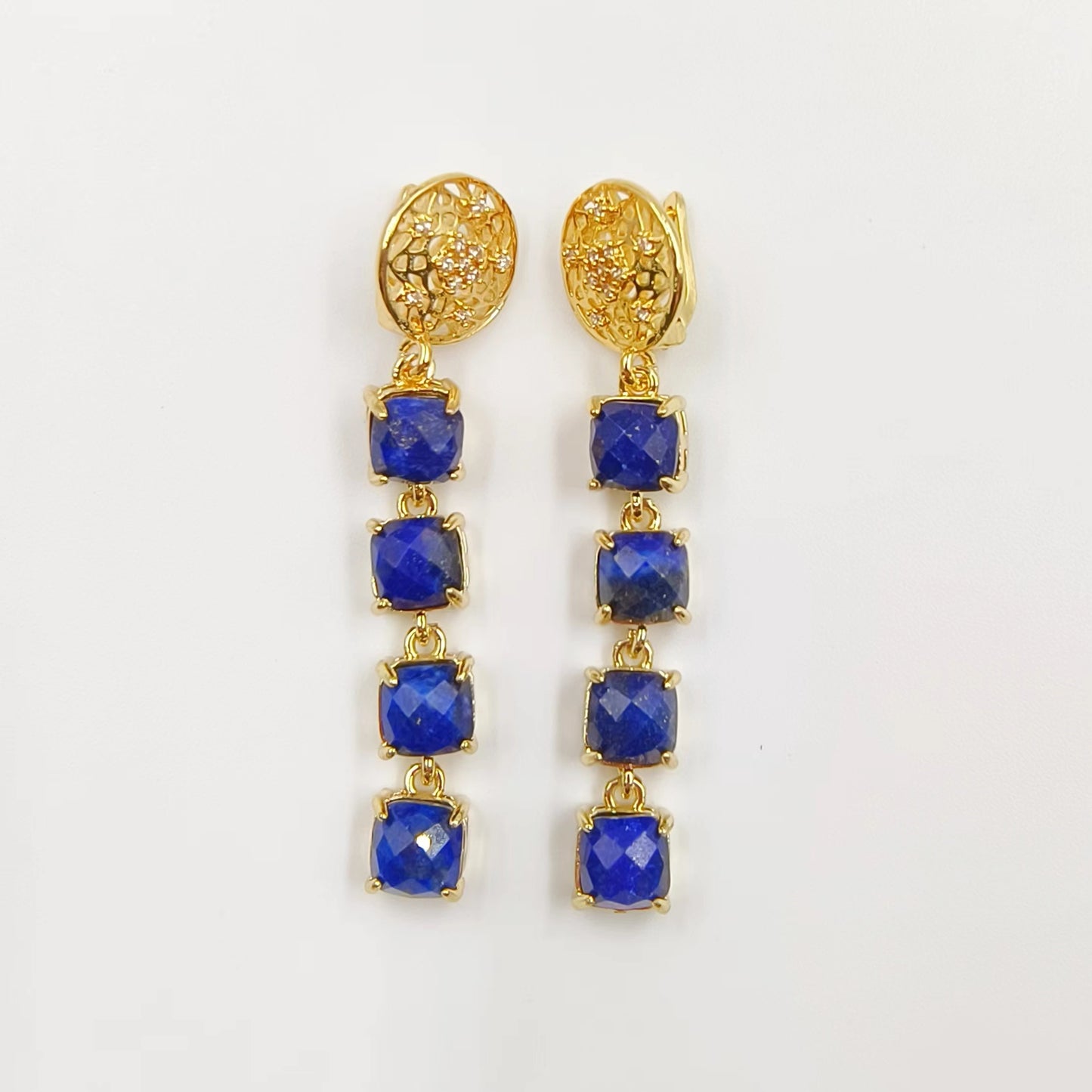 WT-E737 Amazing Colorful Elegant Natural Gemstone Long Charming Earrings Women Pendant Earrings