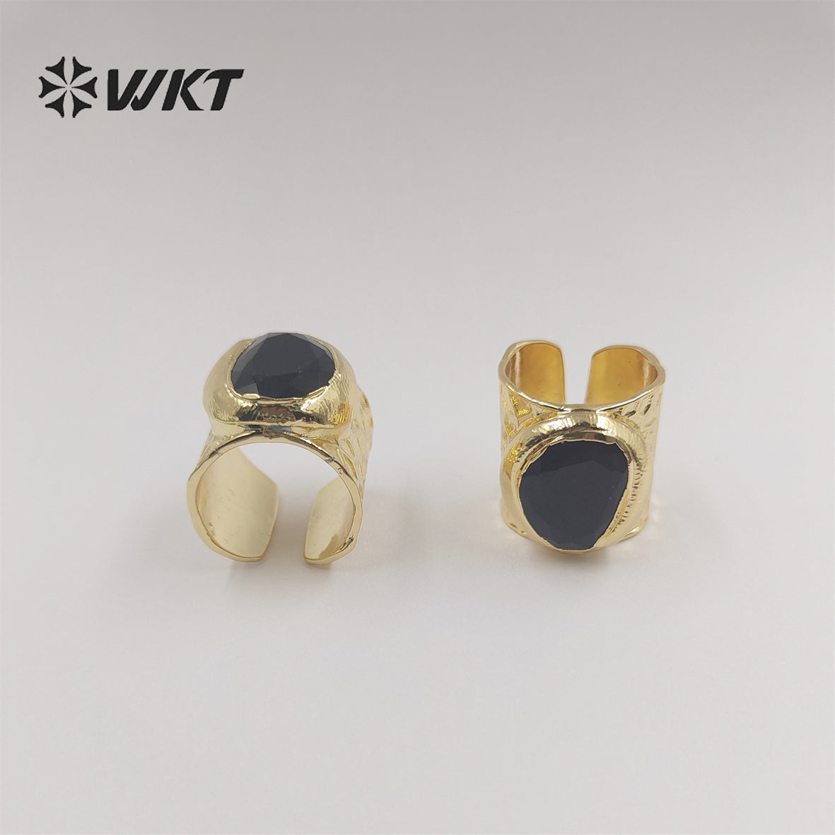 WT-R321 Wholesale Can Adjust Women Wide Band Personalized Ring Bezel Setting Band With Lot Multi Natural Crystal Stone Rings
