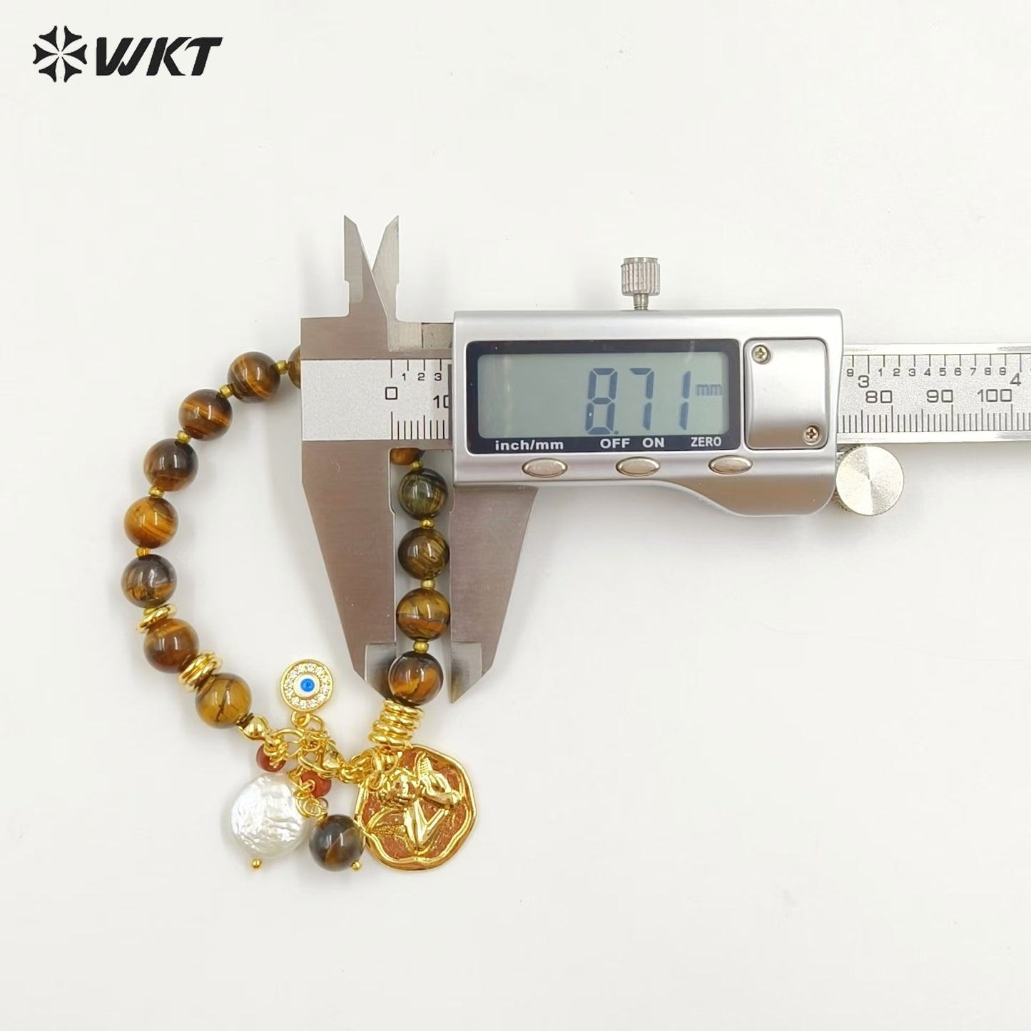 WT-B691 Wholesale Customize Religious 18K Gold Plated Round Buddha Beads Natural Gemstone Unisexual Bracelet As Daily Decoration