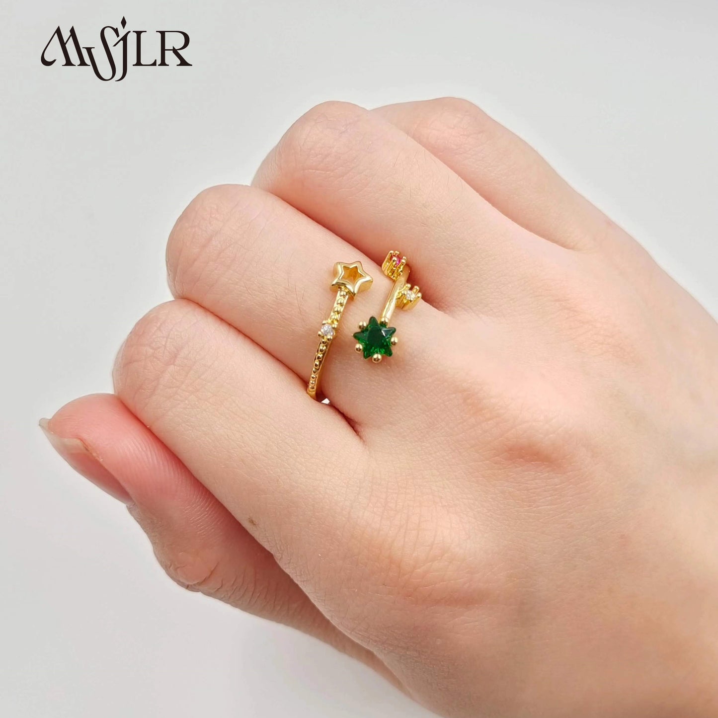 WKT-MVR058 Popular European and American Star Irregular Shaped Colorful Zircon Ring Female Handpiece Open Ring