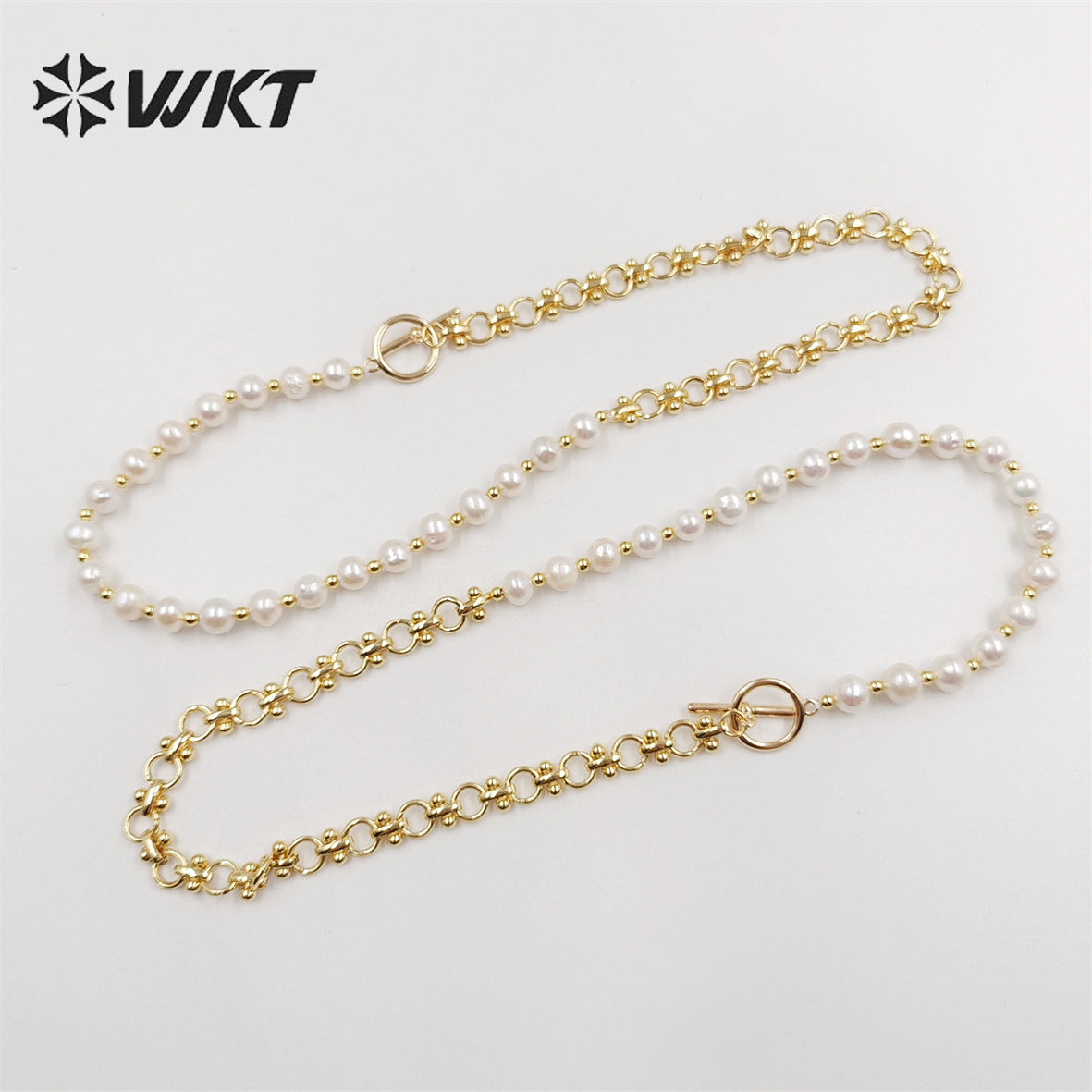 WT-JN232 WKT Exclusive Design Mixture Chain and Pearl Unique Necklace INS Hot Photato Pearl Beads Necklace in Choker