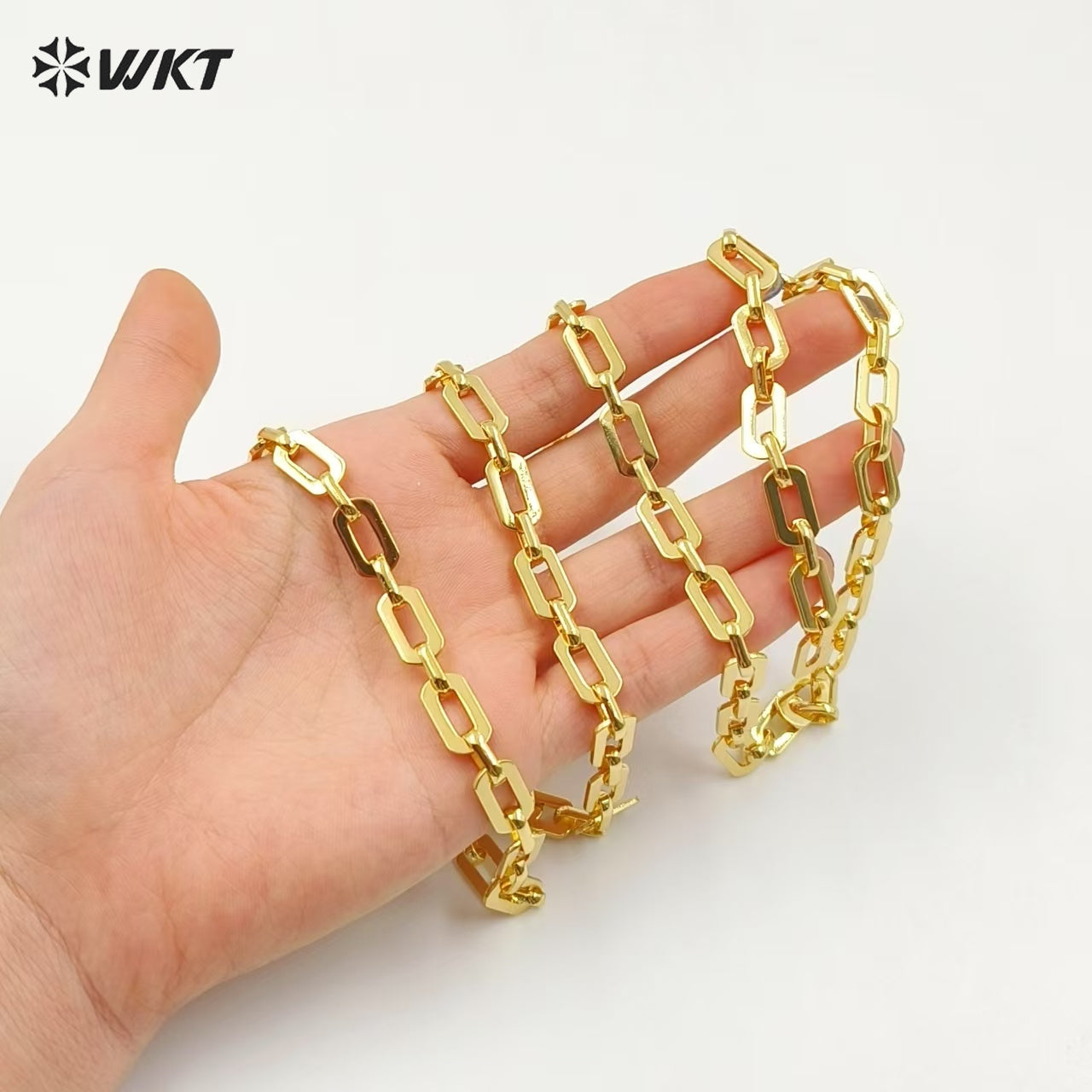 WT-BC176 WKT Wholesale Fashion Jewelry Chain 18K Gold Delicate Rectangular Mosaic Spiral Circle Shape Beautiful Necklace Chain