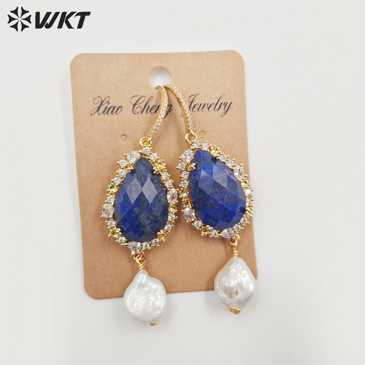 WT-E706 WKT New Design Gorgeous Natural Lapis Amethyst Stone Hoop Earring 18k Enviramental Electroplated Drop Gift Earring