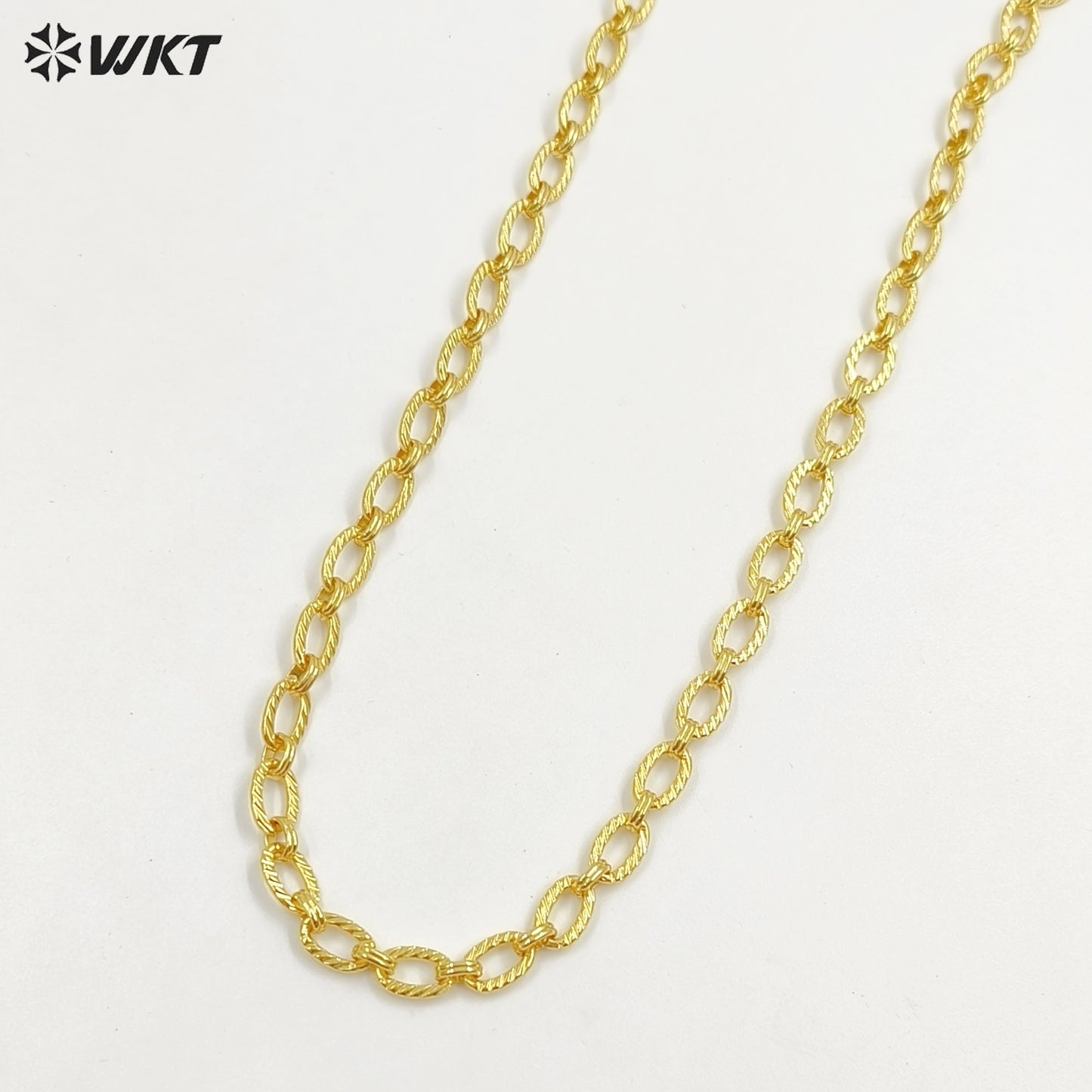 WT-BC258 New Styles 18k Real Gold Plated Yellow Brass Chain Resist Tarnished Hammer Pattern Big Metal Chain for Necklace Design