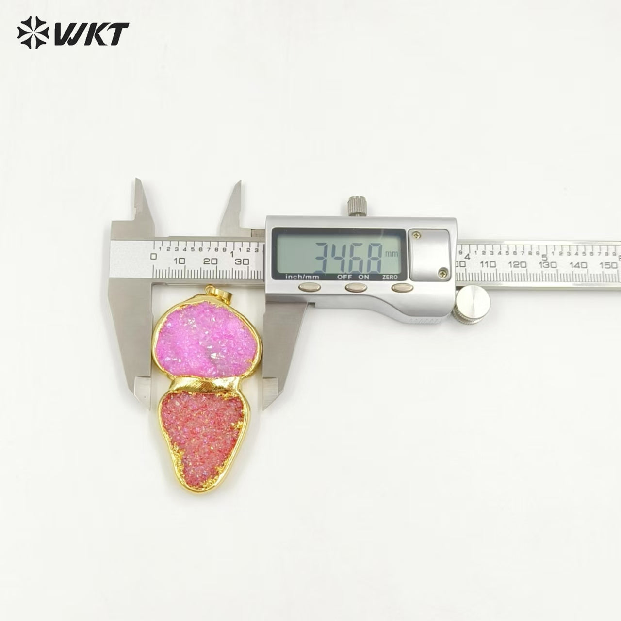 WT-P2003 Unique Popular 18K Real Gold Plated Natural Druzy Quartz With Aura Big Pendants in Romantic Style