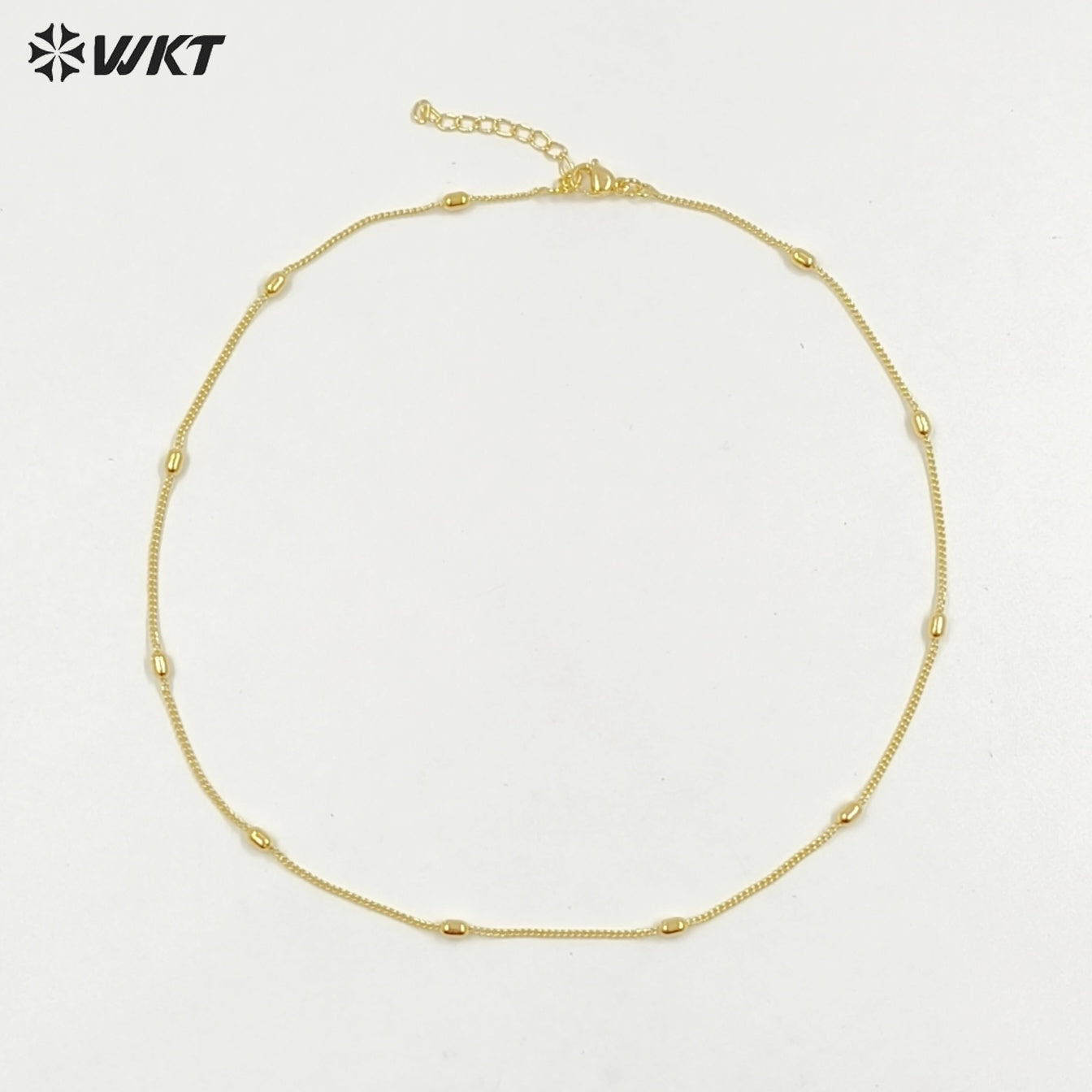 WT-JFN43 High Quality Classical Simple Yellow Brass 18K Gold Plated With Beads Metal Thin Necklace For Ladies Casual Jewelry
