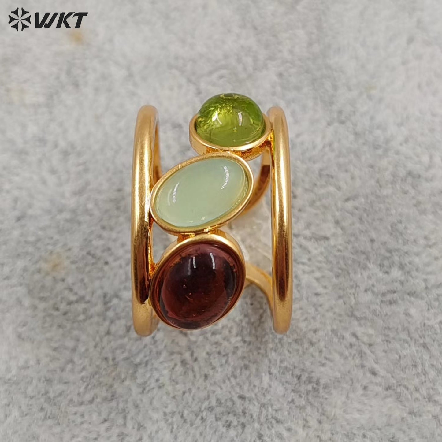 WT-R470 WKT Fashion Design Trendy Gift for Women Colorful High Quality Gorgeous Jade Stone Ring