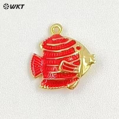 WT-MP309 Interesting Delicate Brass With Drop Oil Gold Plated Marine Animals Sea Turtles Shape Small Pendant For Necklace DIY
