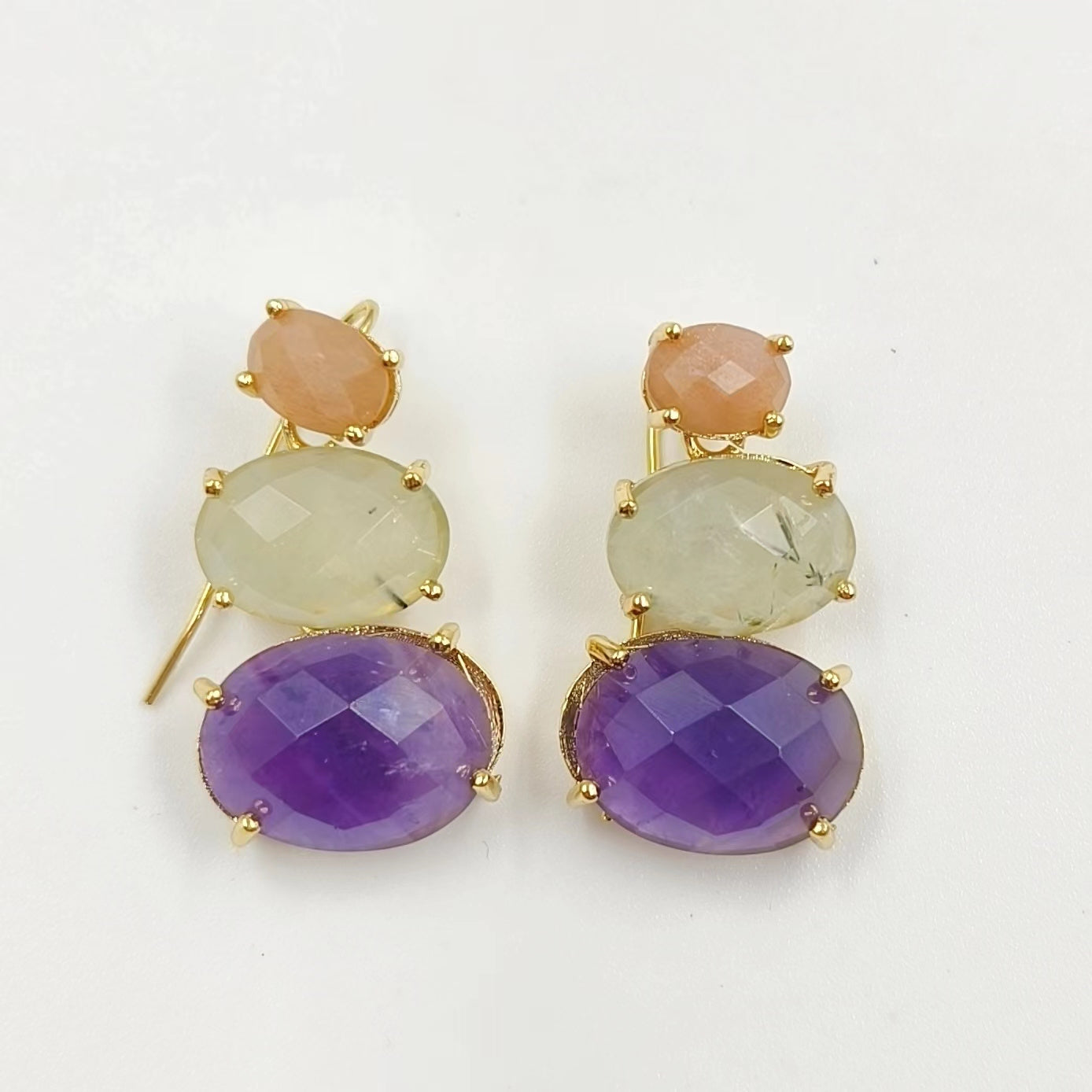 WT-E736 Amazing Colorful Elegant Natural Gemstone Long Charming in Drop Earrings Women Pendant Earrings