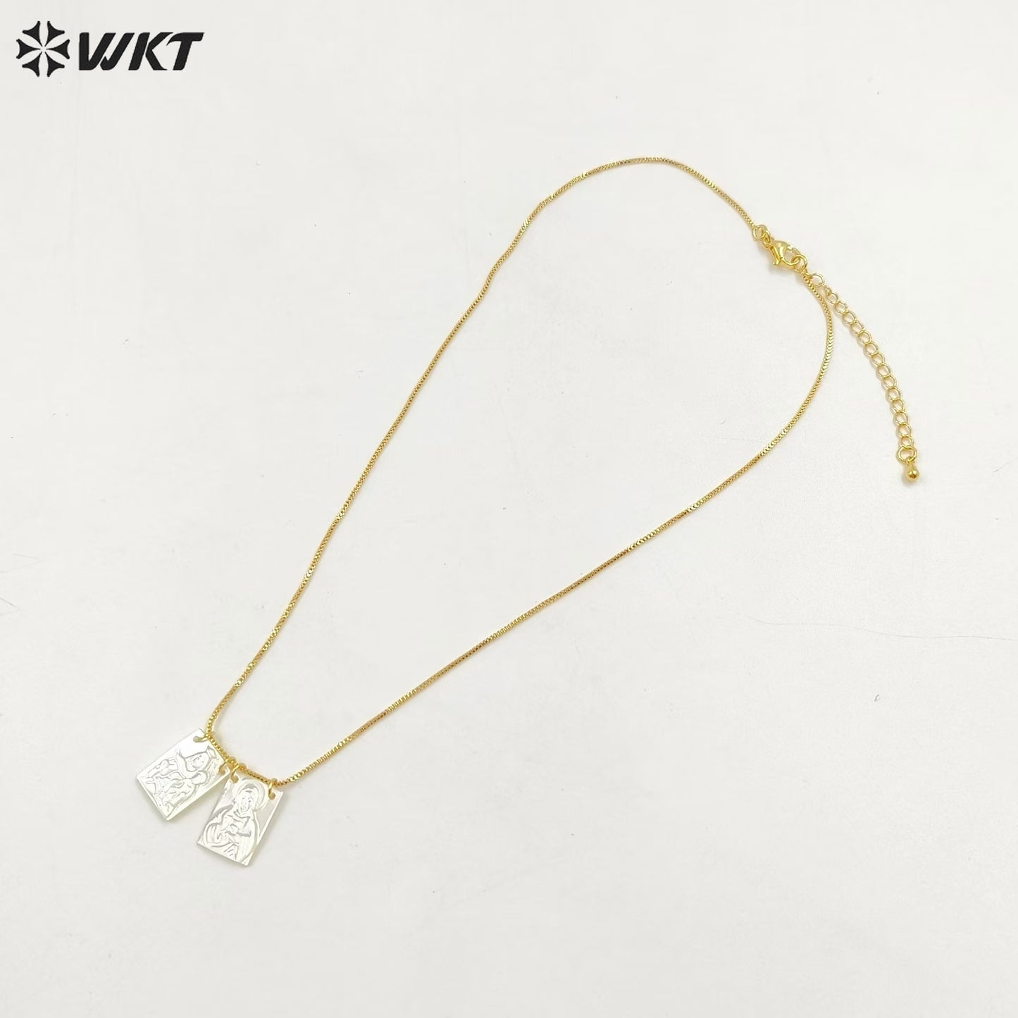 WT-JN285 New Design Wholesale Religious 18K Gold Plated Blessing Square Necklace for Unisex As Anniversary Gift