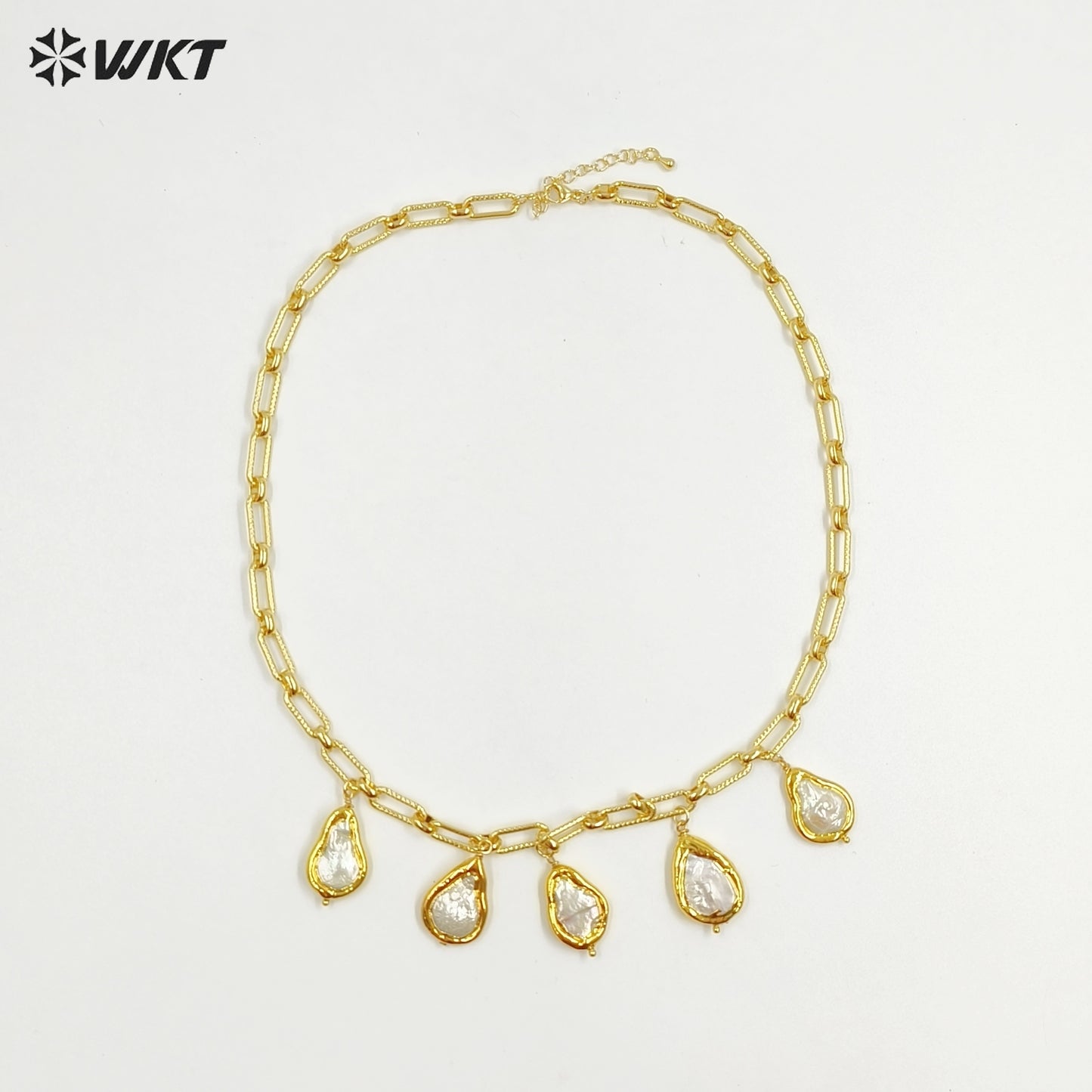 WT-JN325 Wholesale Handmade Precious Design 5 Drop Natural Pearl Dangling Statement Women Necklace