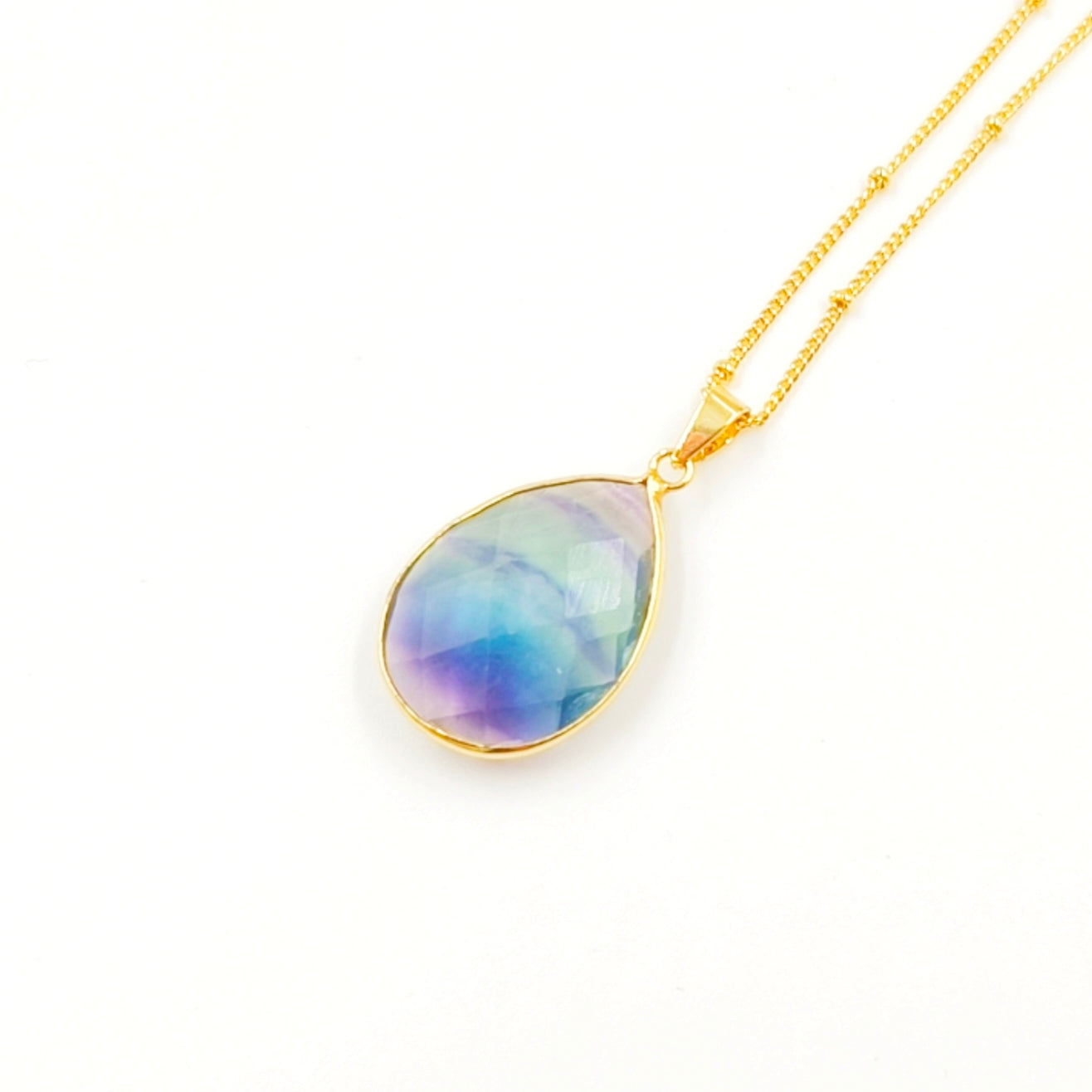 WT-N1418 Amazing INS Hot Natural Stone Made Drop Gemstone Necklace Women Precious Teardrop Stone Necklace
