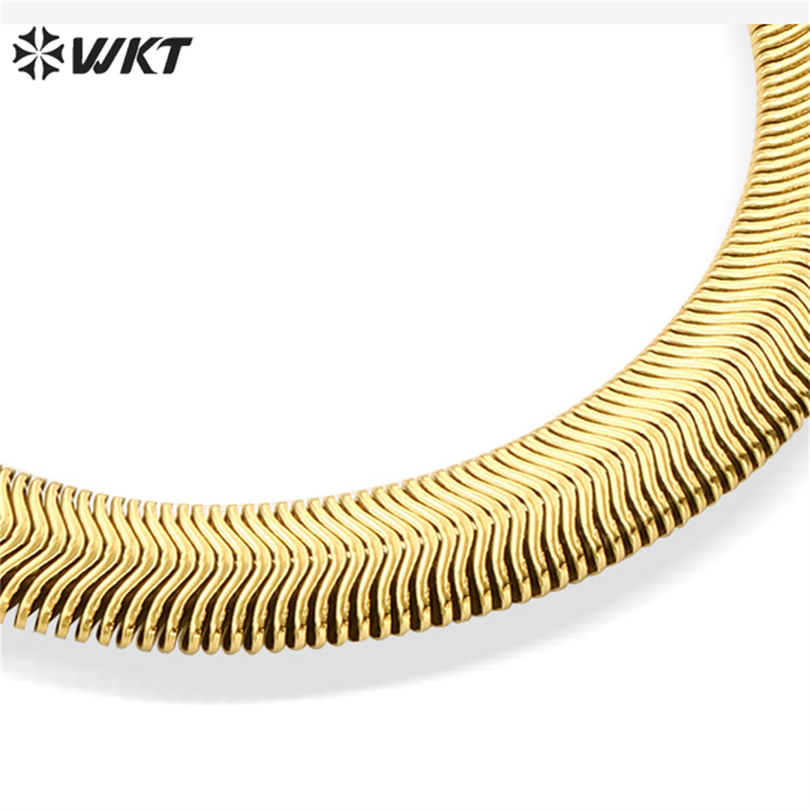 WT-REB023 Fashion Locomotive Style Stainless Steel Bracelet Big Metal Unique Cool Wide Flat Snake Chain Bracelets