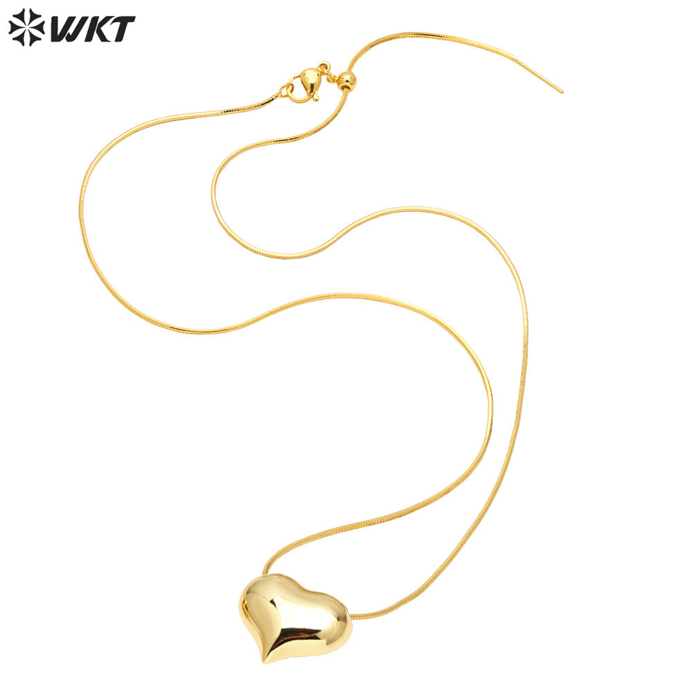 WT-JFN25 WKT Elegant and Charming Style Equisite Design 18k Gold Plated Heart Shape Women Necklace for Engagement Hot Sale
