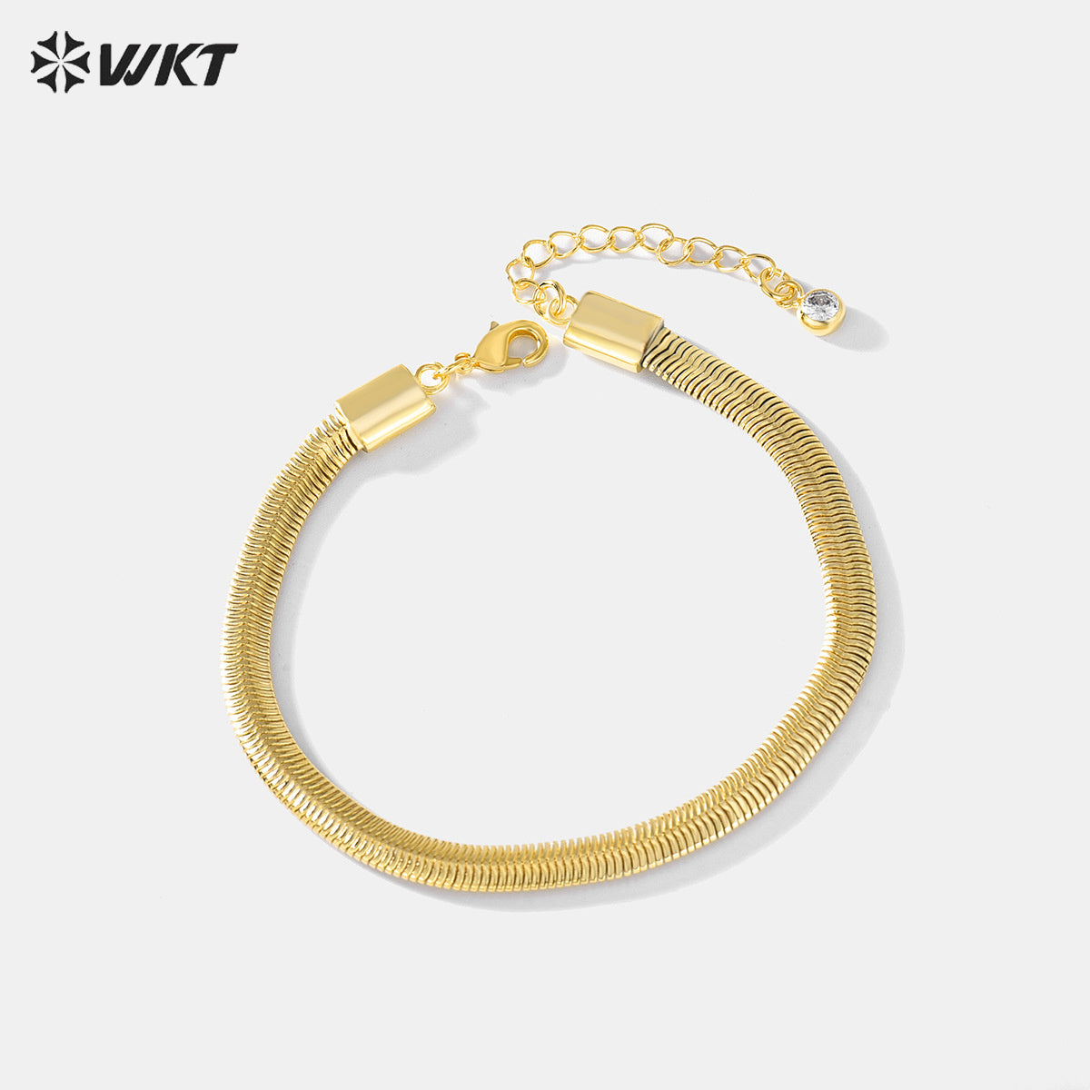 WT-B648 Wholesale Most Fashion 18K Real Gold Plated Snake Chain Bracelet With Extend Simple Office Style