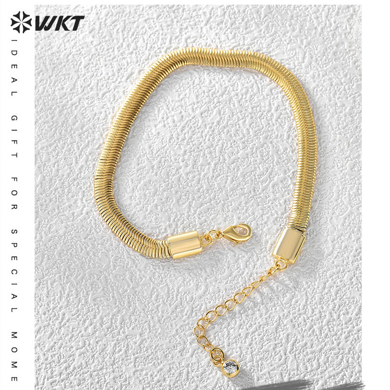 WT-B648 Wholesale Most Fashion 18K Real Gold Plated Snake Chain Bracelet With Extend Simple Office Style