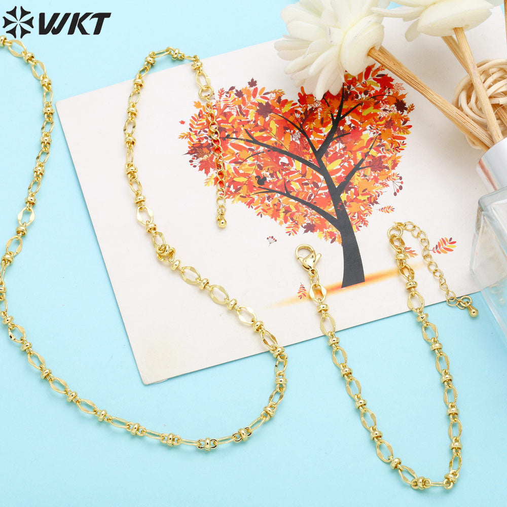 WT-BFN051 Accessories Retro Gold Thick Chain Necklace Bracelet Copper Plated 18K Gold Chain Big Metal Connect Handmade Necklace