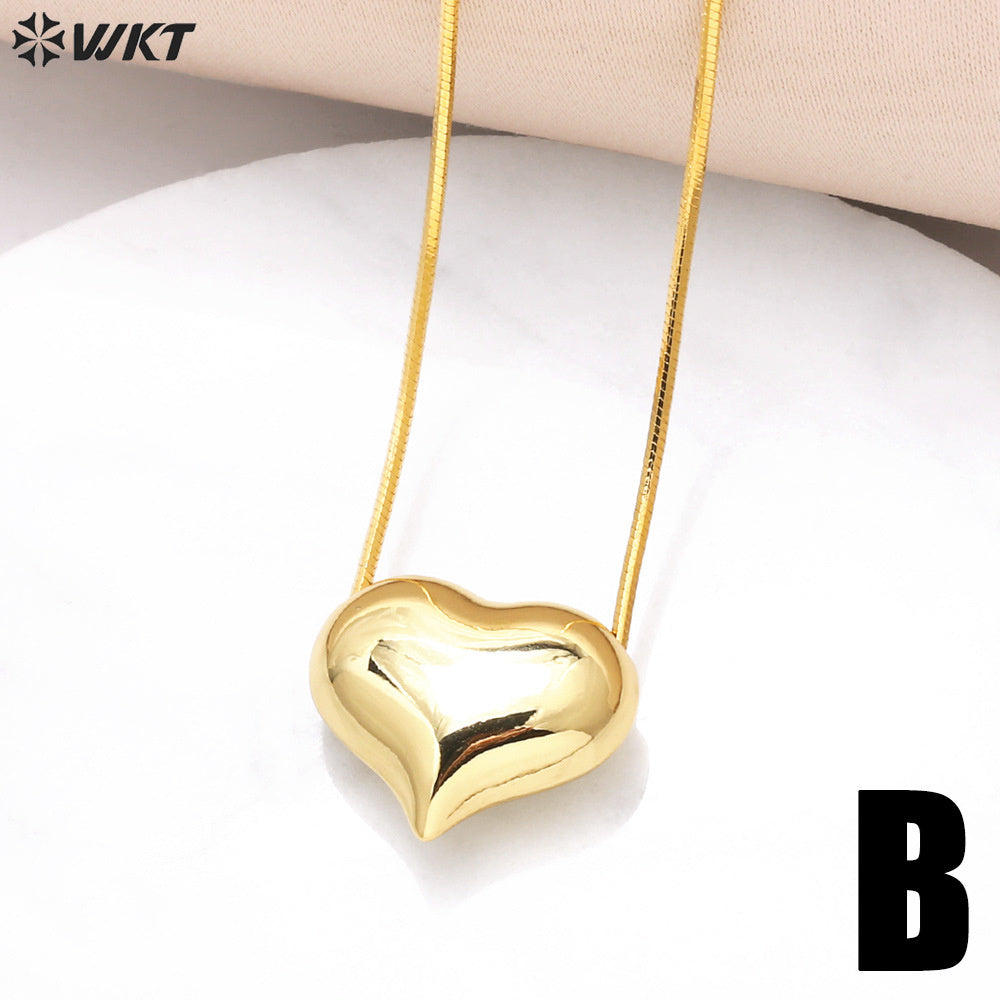 WT-JFN25 WKT Elegant and Charming Style Equisite Design 18k Gold Plated Heart Shape Women Necklace for Engagement Hot Sale