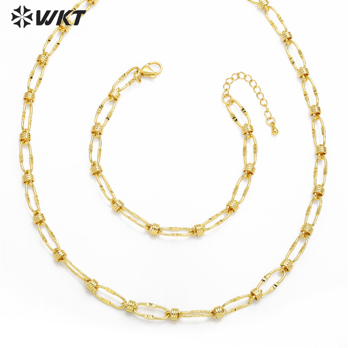 WT-BFN047 Personalized Retro Rock Punk Necklace Copper-plated 18K Gold Thick Chain Necklace Bracelet Cool Big Metal Necklace